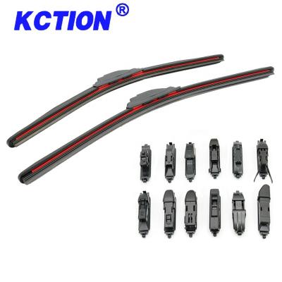 China 100% Universal Outstanding Performance Frameless Premium All Season Windshield Wiper Blades Quick Install Red PC Replaceable Plastic Inserts for sale