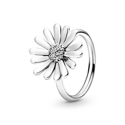 China CLASSIC Hot Sale Infinite Silver Stackable Women's Silver Color Heart Rings Daisy Flower Diamond Ring For for sale