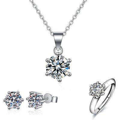 China TRENDY Custom Wedding Bridal Jewelry Set Diamond Pendant White Gold Ring Exquisite Elegant 3 Piece Set for sale