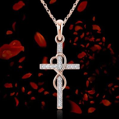 China Hiphop Diamond Cross Pendant Necklaces for Women Religious Easter Stainless Steel Faith Jewelry for sale