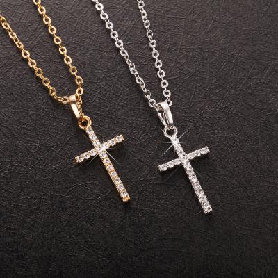 China Wholesale Hiphop Fashion Female Cross Pendants Crystal Jesus Cross Pendant Necklace Jewelry For Men/Women for sale