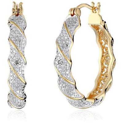 China Hiphop Amazone Diamond Accent Twisted Hoop Earrings in Hot Selling Plated Bronze for sale