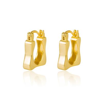 China FASHIONABLE Luxury 18K Gold Plated Huggie Sterling Silver Jewelry U Stud Earrings for sale