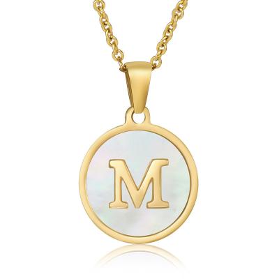 China Charming Romantic Gold Plated Pearly Stainless Steel Jewelry Pendant 26 Initial Letter Necklace for sale