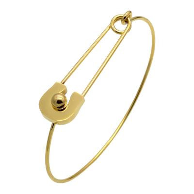 China New FASHIONABLE Creative 18K Gold PVD Plated Titanium Steel Paper Clip Bangle Bracelet For Girls for sale