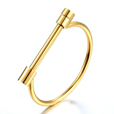 China FASHIONABLE Punk Designer Bangles Horseshoe D Shacket Screw Stainless Steel Bangles Wholesale for sale