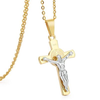 China Hiphop Men Chains Christian Jewelry Gifts Vintage Cross Jesus Piece Pendant Crucifix and Necklace for sale