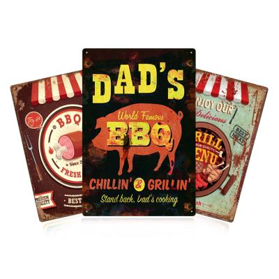 China 20X30CM Customized UV Printing Funny Vintage Metal Signs Retro Europe Wall Plaque Tin Signs Barbecue Grill Metal Signs for sale