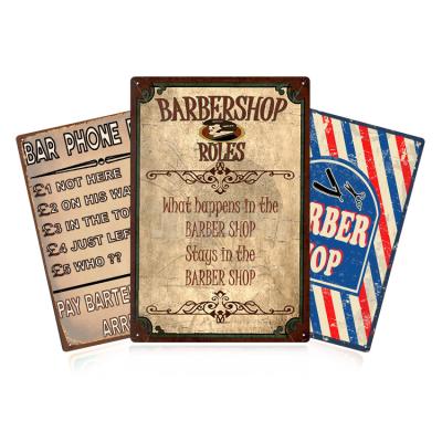 China Wholesale 20X30CM Customized UV Printing Funny Vintage Metal Signs Europe Tin Signs Barbershop Retro Metal Signs for sale