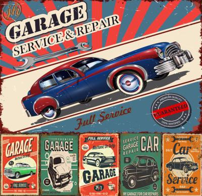 China 20X30CM Customized Signs Garage Service and Repair Garage Decorative Tin Signs Europe Hot Selling Europe Wall Metal Plaque Tin Signs Vintage Metal 20X30CM for sale