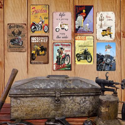 China 20X30CM Customized UV Printing Funny Vintage Metal Signs Europe Wall Plaque Tin Signs Retro Motorcycle Metal Signs for sale