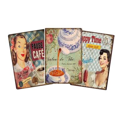 China 20X30CM Customized UV Printing Love Tin Poster Vintage Metal Sign Cafe Metal Poster Tin Signs Europe Retro Metal Sign for sale