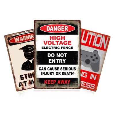 China Europe Personalized Vintage Metal Signs 20X30CM Customized Warning&Massage Retro Metal Signs Funny UV Printing Vintage Metal Signs for sale