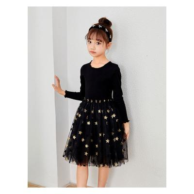 China Breathable Kids Girls New Arrival Tulle Black Princess Dresses Long Sleeve for sale