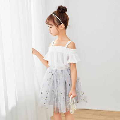 China 2021 Summer New Girls' Mesh Skirt Kid High Waist Tulle Casual Elastic Anti-wrinkle Skirt for sale