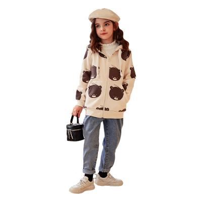 China High Quality Adorable Bear Printed Anti-wrinkle Full-zip Western Jackets Warm Jacket for sale