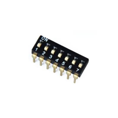 China DIL-07 Black 7 Pin Dual Row 2.54mm Rotary Dial SMD DIP Switch DIL-07 for sale