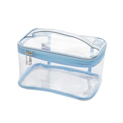 China Large Capacity Portable Travel Bathroom Waterproof Clear White Transparent Packaging PVC Eyebrow Brush Cosmetic Bag Small for sale