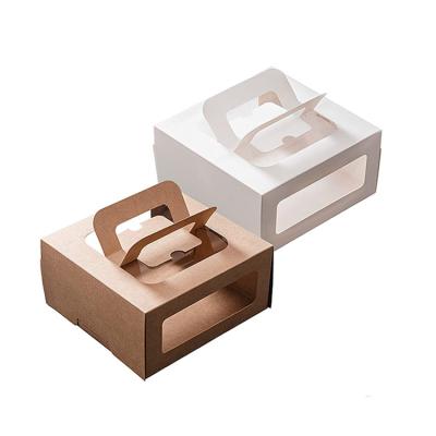 China Recycled Materials Wholesale Customized Size Take Away Portable Packaging Cake Box With Window for sale