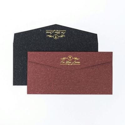 China Luxury Eco-Friendly Custom Embossed Stamping Foil Logo Envelope Fancy Art Paper Envelope For Wedding Business Invitation Letters for sale