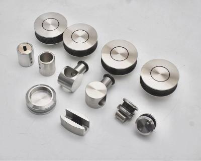 China 4 Big Wheels Stainless Steel Rollers Modern Frameless Sliding Door Hardware Kit for sale