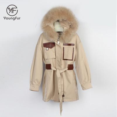 China Wholesale Winter Breathable True Rex Rabbit Lining Parka Fur Detachable Hood Fur Jacket Parka for sale