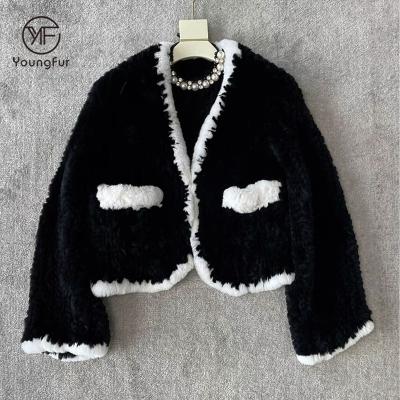 China Popular Soft Style Real Rabbit Knitted Fur Coat Handmade Breathable Lovely Fur Garment Women's Fur Coat For Women for sale