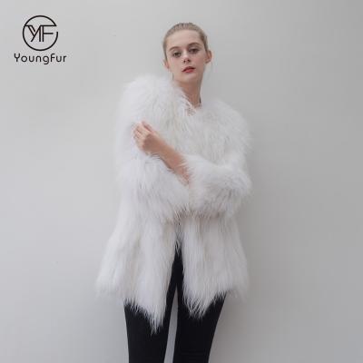 China Viable Fashionable Style Knitting Real Raccoon Fur Long Coat For Women Clothes for sale