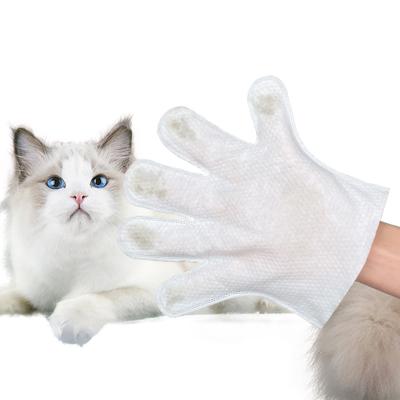 China Cleaning Soft Non-Woven Fabric Pet Cleaning Glove Wipes For Dogs Cats for sale