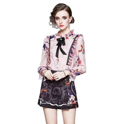 China Mesh Cool Skirt Shirt Hong Kong Wind Breathable Lace Jacket Gauze Skirt Suit Embroidery Swap Two-piece Set for sale