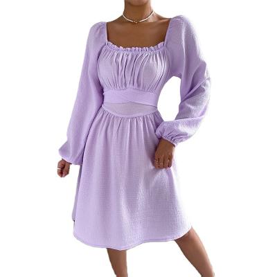 China Lady Summer Fall 2022 purple loose cute loose washable skirt style new long-sleeved dress Madame for sale