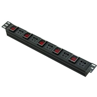 China Universal Network 1U 1.5U USA UK GE FR ICE PDU Power Distribution Unit With Switch Overload Protection for sale