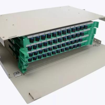 China Fiber Optic Distribution Frame LC FC ST SC Fiber Optic Patch Panel Splice Tray Distribution Frame ODF Rack FTTH 3U ODF 48 Core for sale