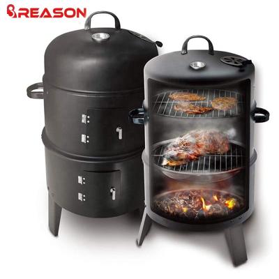 China New Style Easily Assembled 3 in 1 Outdoor Vertical Smokeless BBQ Trailer Grill Smoker Machine Charcoal BBQ Meat Offset for sale