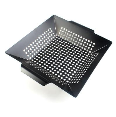 China Heat Resistance Rectangle Non-Stick Square BBQ Grill Basket, Cookware Outdoor BBQ Pan Wok Vegetable Grill for sale