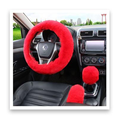 China Perfectly Fit Soft Wool Plush Car Steering Wheel Handbrake Cover Case Sets Vehicle Interior Design Accessories Car-styling Gift Hot for sale