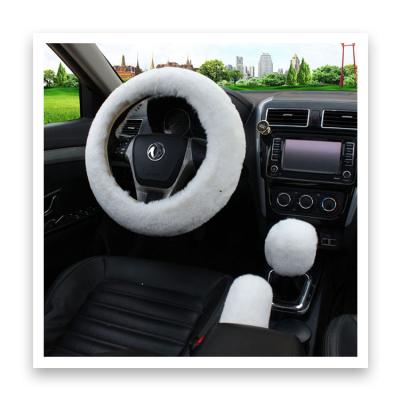 China Winter Car Wool Steering Wheel Cover Handlebar Cover Perfectly Fit Sheep Sheared Blanket Rex Rabbit Plush Toy for sale