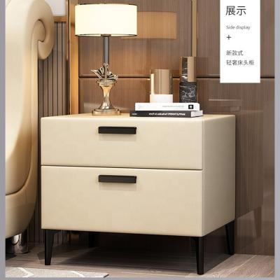 China (Other) Adjustable Large Drawers Bedside Table Side Tables Nightstands Microfiber Leather Solid Wood For Home Furniture Living Convertible for sale