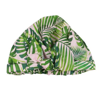 China Viable Adults Fashion Zebra Palm Printed Shower Cap for sale