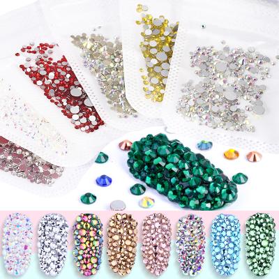 China Flat Return Popular Cheap Mixed Non-hot Fix Shinning Glass Rhinestones For Nail Art Decoration for sale