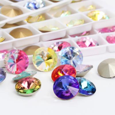 China Shining Xichuan Rivoli Shaped 6/8/10/12/14 mm 3D Pointback Shiny Crystal Stone Opens Rhinestone Rhinestones Decoration DIY Accessories for sale