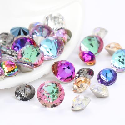 China Latest Pointback Xichuan 3D Chrysanthemum shaped pointback 6/8mm loose crystal stone press on nail art supplies fake rhinestones for sale