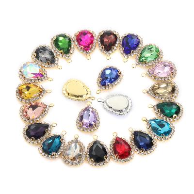 China Xichuan Various Colors Crystal Stone Shiny Drop Shape Sewing On Gold/White K Claw Setting Necklace Rhinestone Rhinestone Pendant Crafts for sale