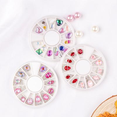 China 3D Nail Art Stone Mixed Glass 12 Brilliant White K9 With Round Rotatable Box for sale