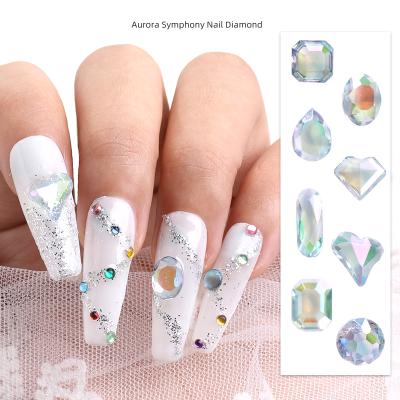 China Fancy Sahpe Xichuan new fashion design pointback fancy shaped glass rhinestone Aurora Symphony nail art crystal stone clear supplies for sale