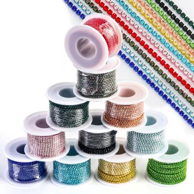 China Nail Art Xichuan SS6/SS8 Sizes 11 Colors Rhinestone Cup Chain Crystal Stone Crafts Sew On Copper Claw For Clothes Shoes Jewelry Making for sale