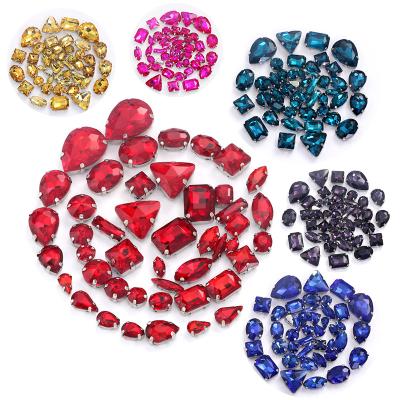 China Claw Rhinestone Xichuan Mixed Shapes 22 Colors Claw Four Stainless Steel Stitch Loosely Sew On DIY Crystal Stone Glass Rhinestone With Claw Setting for sale