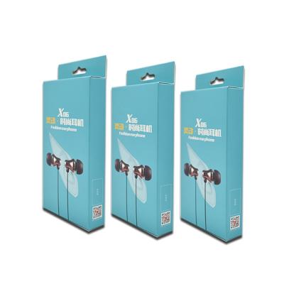 China Custom Recycled Materials Logo Print Earphone Retail Paper Cardboard Packaging Box With Window for sale