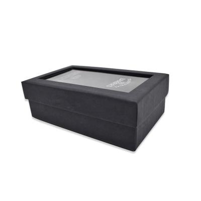 China High Quality Custom Materials Black Color Recycled Cardboard Paper Watch Rectangular Gift Box With Window for sale