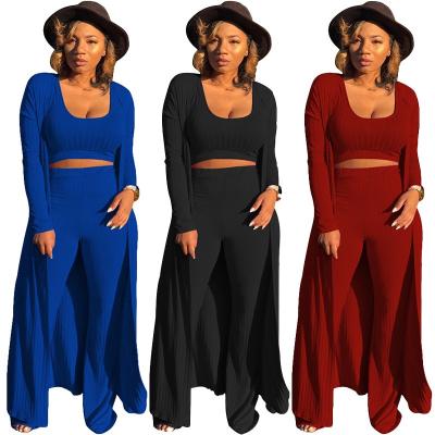 China Factory Supply 3 Piece Plus Size L-5XL Long Lasting Solid High Stretch Set Women Clothing Spring Sets 2021 Women Sets for sale